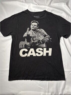 johnny cash t shirt Black Size Medium  Middle Finger